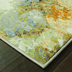 8' Runner Gold and Ivory Power Loom Runner Rug - Homeroots