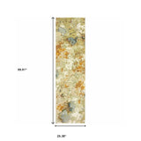 8' Runner Gold and Ivory Power Loom Runner Rug - Homeroots - Flyclothing LLC