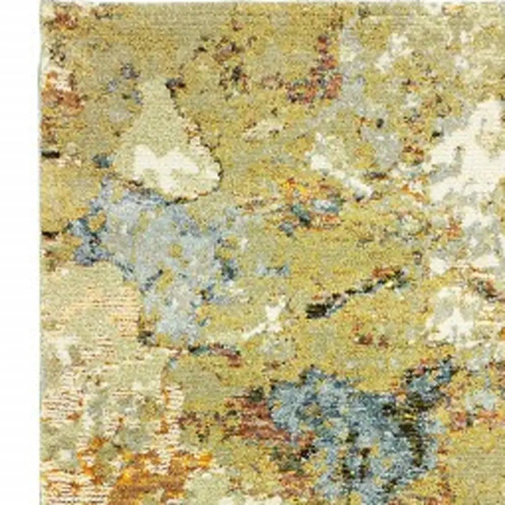 8' Runner Gold and Ivory Power Loom Runner Rug - Homeroots - Flyclothing LLC