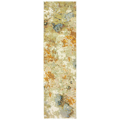 8' Runner Gold and Ivory Power Loom Runner Rug - Homeroots