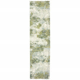 8' Runner Blue Green Power Loom Runner Rug - Homeroots