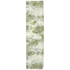 8' Runner Blue Green Power Loom Runner Rug - Homeroots