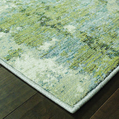 8' Runner Blue Green Power Loom Runner Rug - Homeroots