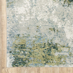 8' Runner Blue Green Power Loom Runner Rug - Homeroots