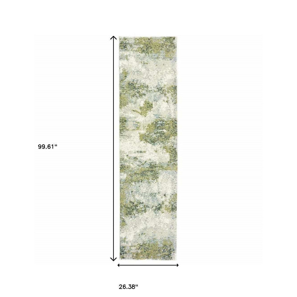 8' Runner Blue Green Power Loom Runner Rug - Homeroots - Flyclothing LLC