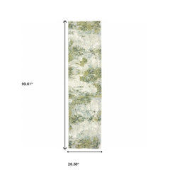 8' Runner Blue Green Power Loom Runner Rug - Homeroots