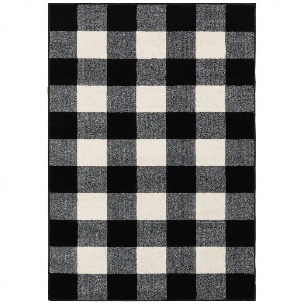 5' X 7' Monochromatic Gingham Pattern Indoor Area Rug - Homeroots