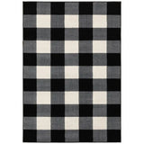 5' X 7' Monochromatic Gingham Pattern Indoor Area Rug - Homeroots