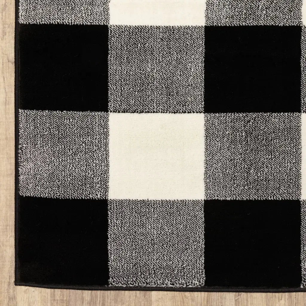 5' X 7' Monochromatic Gingham Pattern Indoor Area Rug - Homeroots - Flyclothing LLC
