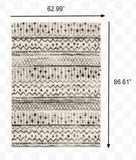 5' X 7' Ivory And Black Eclectic Patterns Indoor Area Rug - Homeroots - Flyclothing LLC