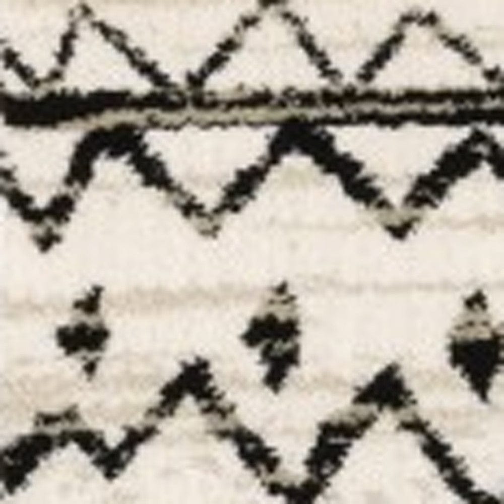 5' X 7' Ivory And Black Eclectic Patterns Indoor Area Rug - Homeroots