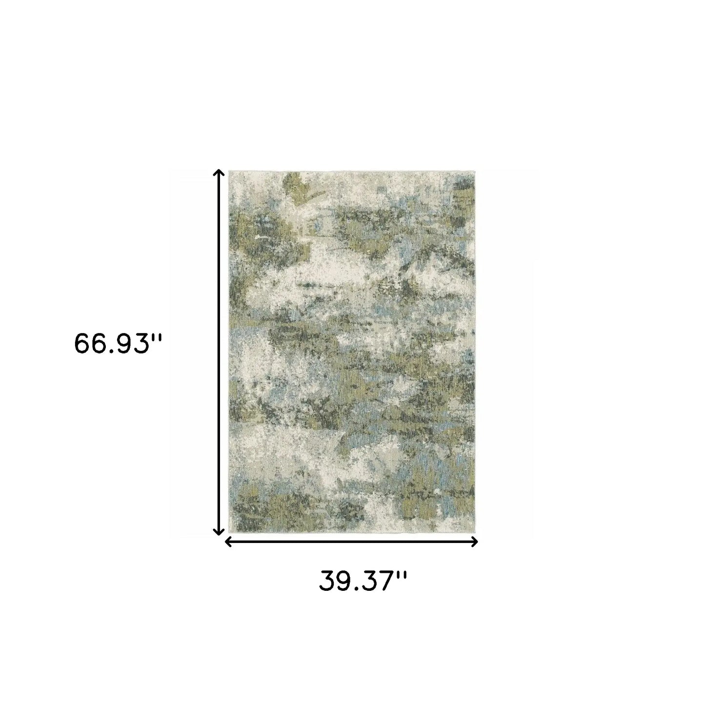 3' X 5' Blue Green Power Loom Area Rug - Homeroots - Flyclothing LLC