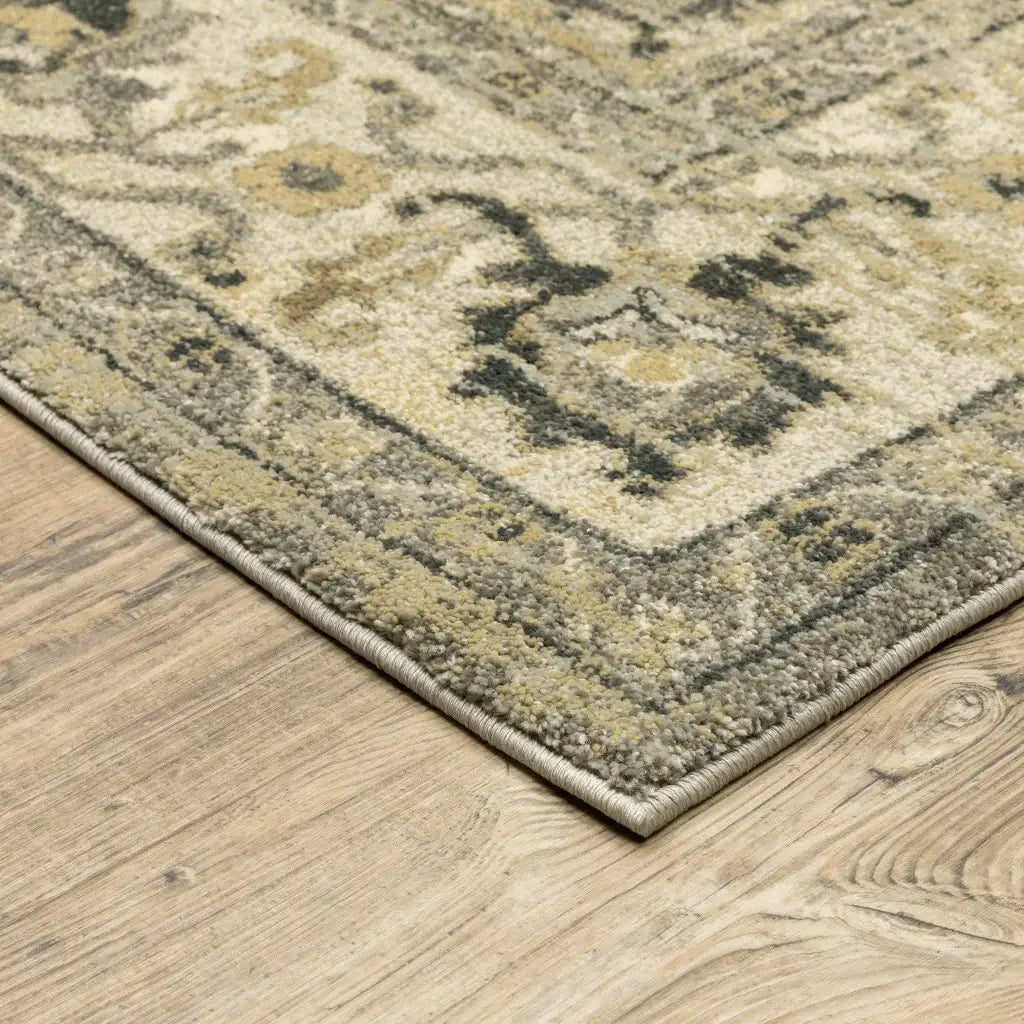 5' X 8' Beige And Gray Traditional Medallion Indoor Area Rug - Homeroots - Flyclothing LLC