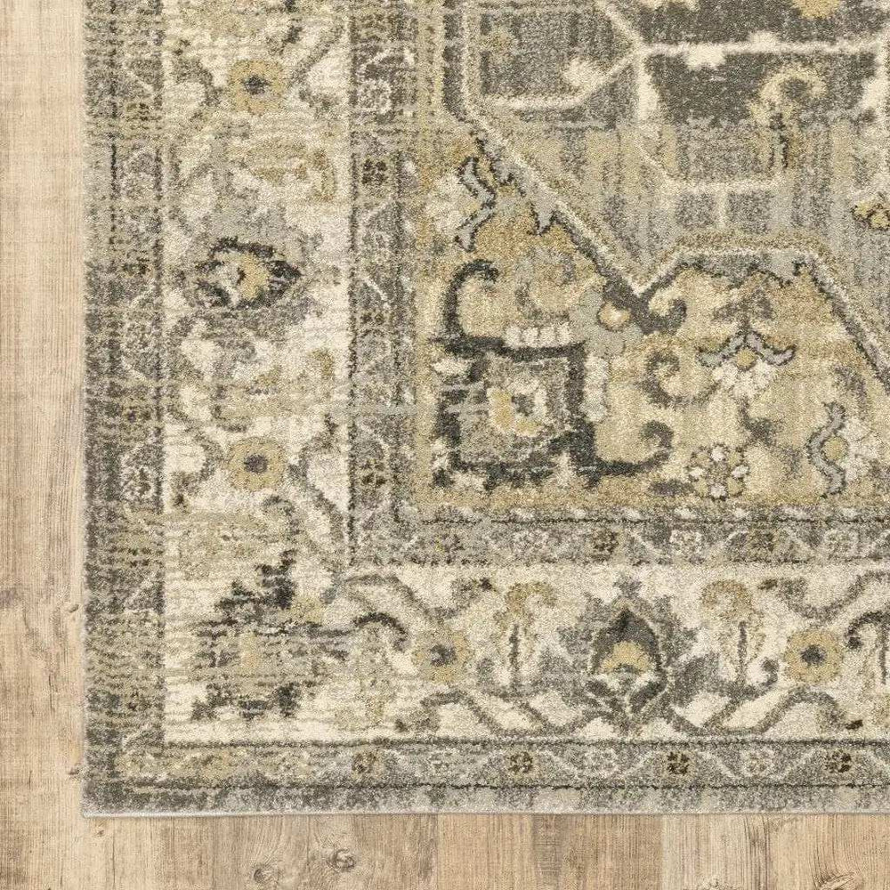 5' X 8' Beige And Gray Traditional Medallion Indoor Area Rug - Homeroots - Flyclothing LLC