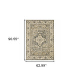 5' X 8' Beige And Gray Traditional Medallion Indoor Area Rug - Homeroots
