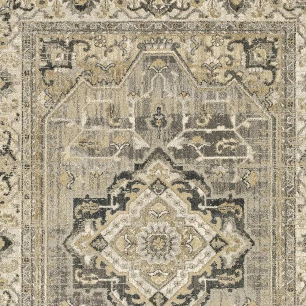 5' X 8' Beige And Gray Traditional Medallion Indoor Area Rug - Homeroots - Flyclothing LLC
