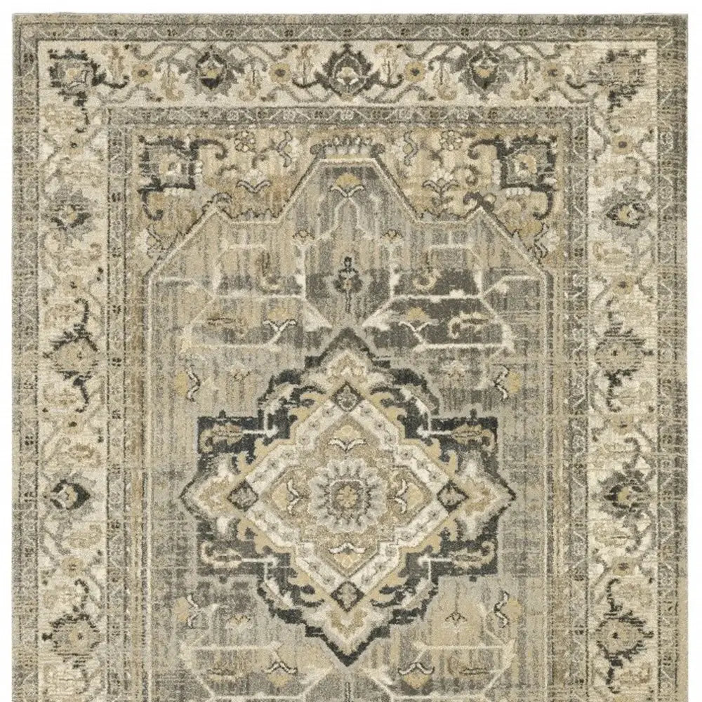 5' X 8' Beige And Gray Traditional Medallion Indoor Area Rug - Homeroots - Flyclothing LLC