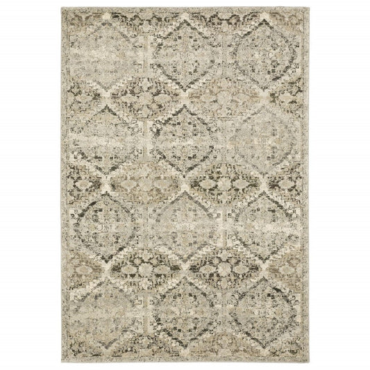 5' X 8' Ivory And Gray Floral Trellis Indoor Area Rug - Homeroots