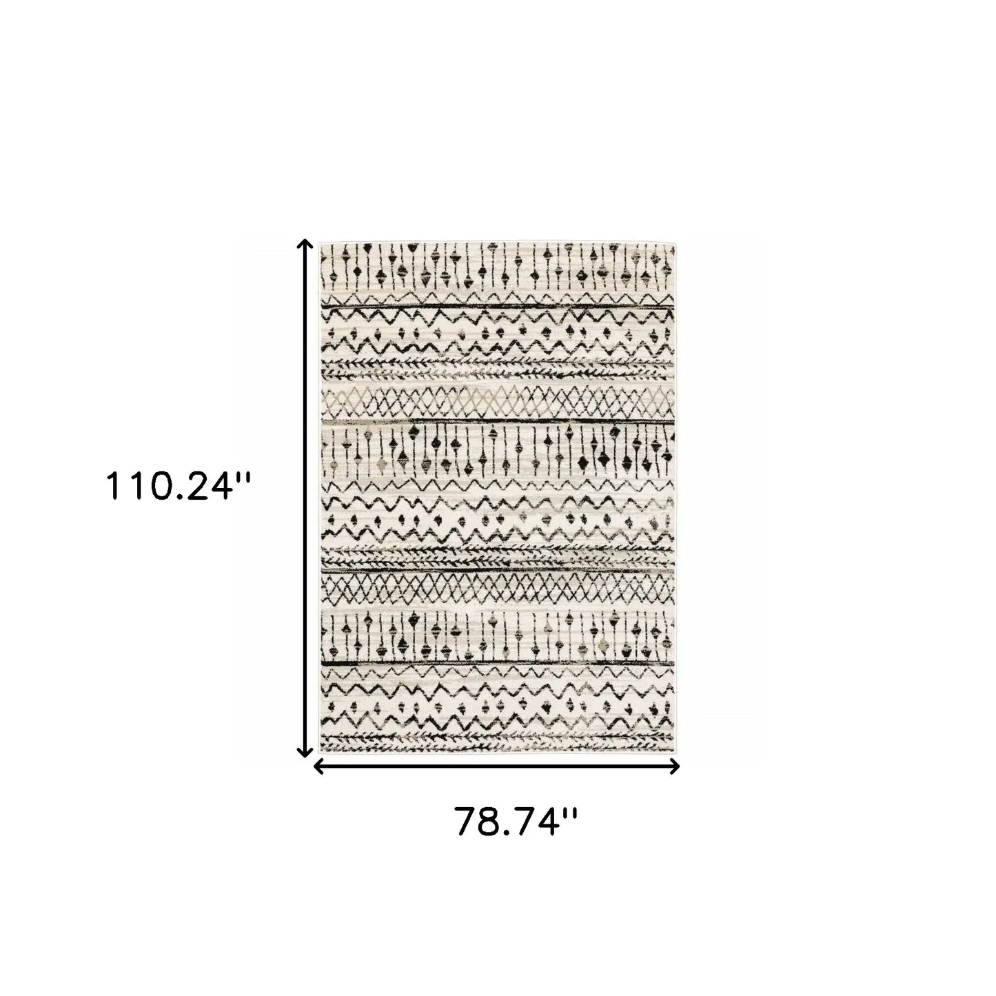 7' X 9' Ivory And Black Eclectic Patterns Indoor Area Rug - Homeroots - Flyclothing LLC