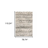 7' X 9' Ivory And Black Eclectic Patterns Indoor Area Rug - Homeroots - Flyclothing LLC