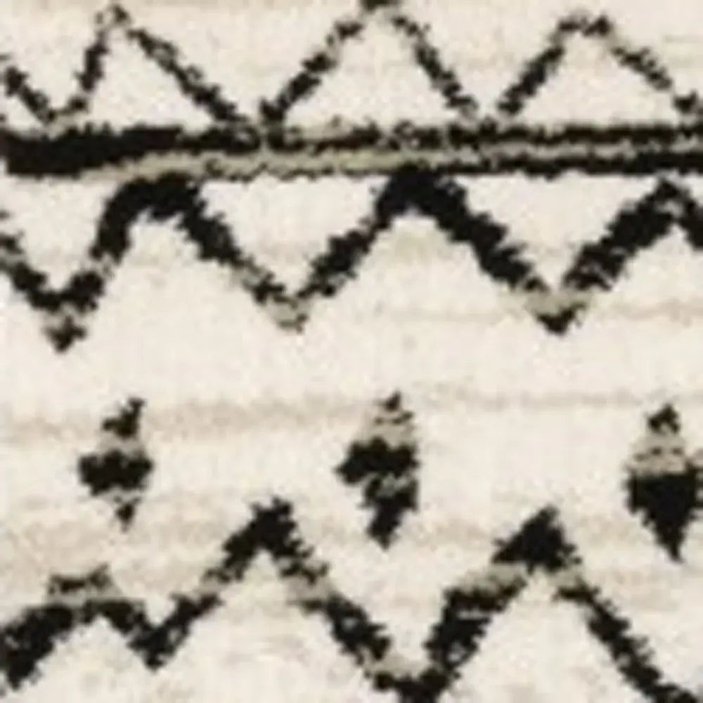 7' X 9' Ivory And Black Eclectic Patterns Indoor Area Rug - Homeroots - Flyclothing LLC