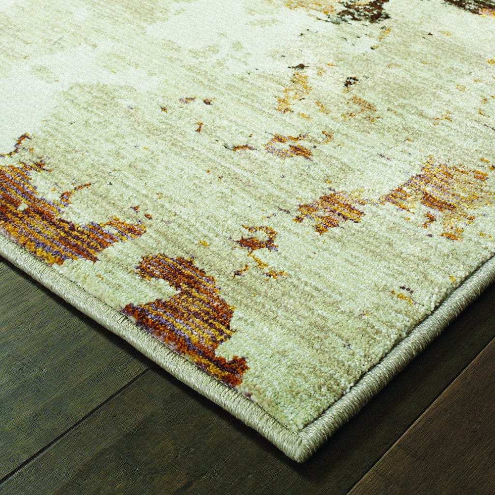 10' X 14' Beige and Black Power Loom Runner Rug - Homeroots - Flyclothing LLC