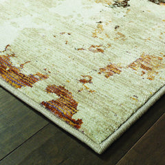 10' X 14' Beige and Black Power Loom Runner Rug - Homeroots