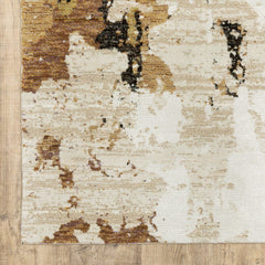 10' X 14' Beige and Black Power Loom Runner Rug - Homeroots