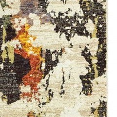 10' X 14' Beige and Black Power Loom Runner Rug - Homeroots