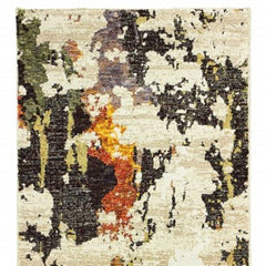 10' X 14' Beige and Black Power Loom Runner Rug - Homeroots
