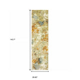 12' Runner Gold and Ivory Power Loom Runner Rug - Homeroots - Flyclothing LLC