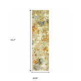12' Runner Gold and Ivory Power Loom Runner Rug - Homeroots