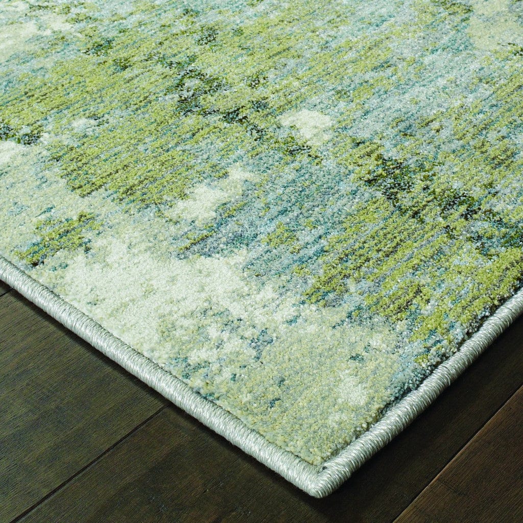 10' X 14' Blue Green Power Loom Runner Rug