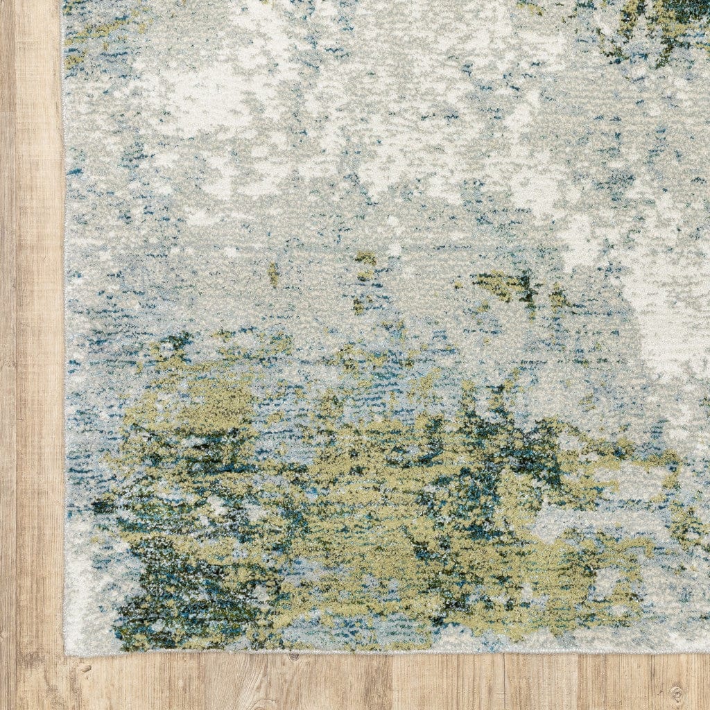 10' X 14' Blue Green Power Loom Runner Rug