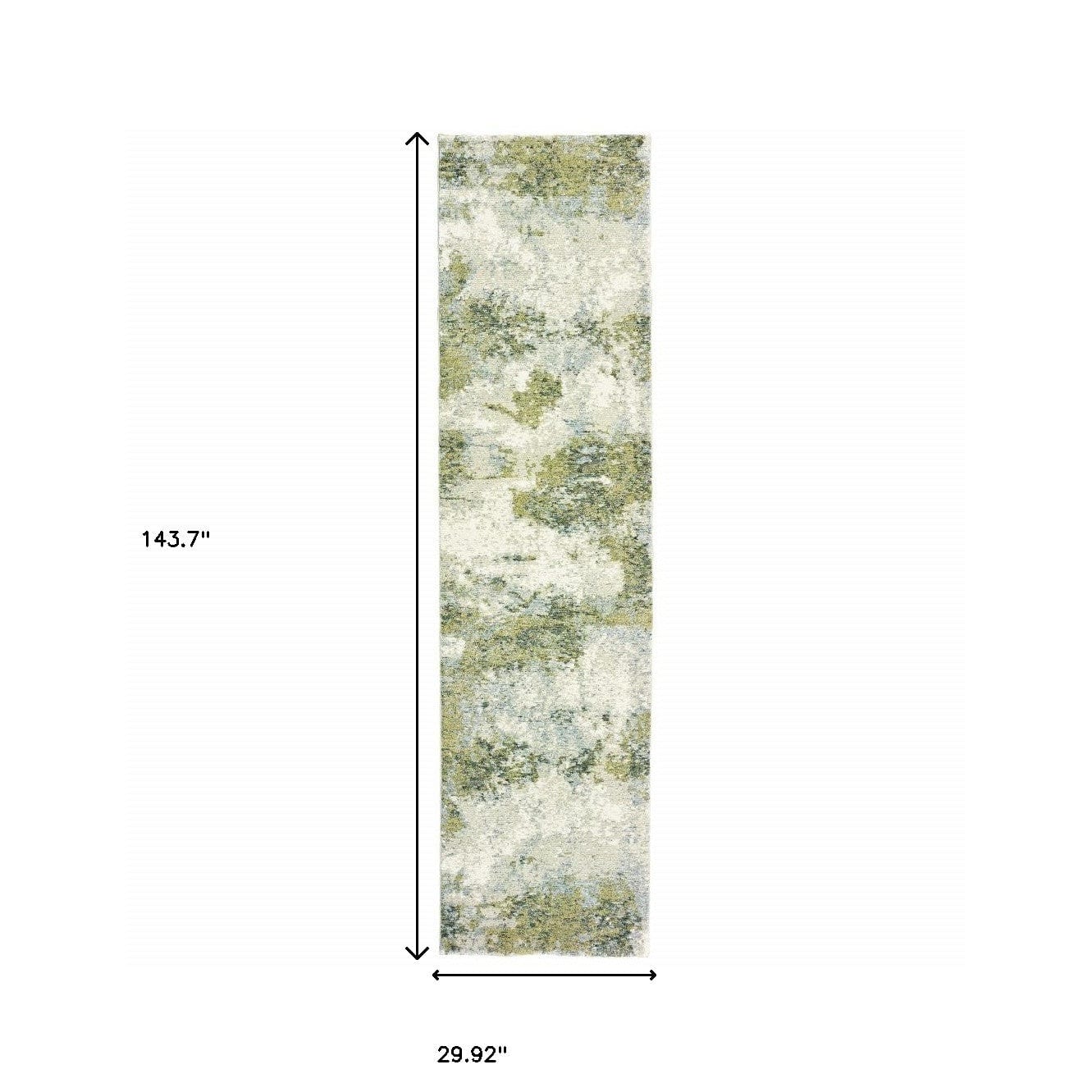 10' X 14' Blue Green Power Loom Runner Rug