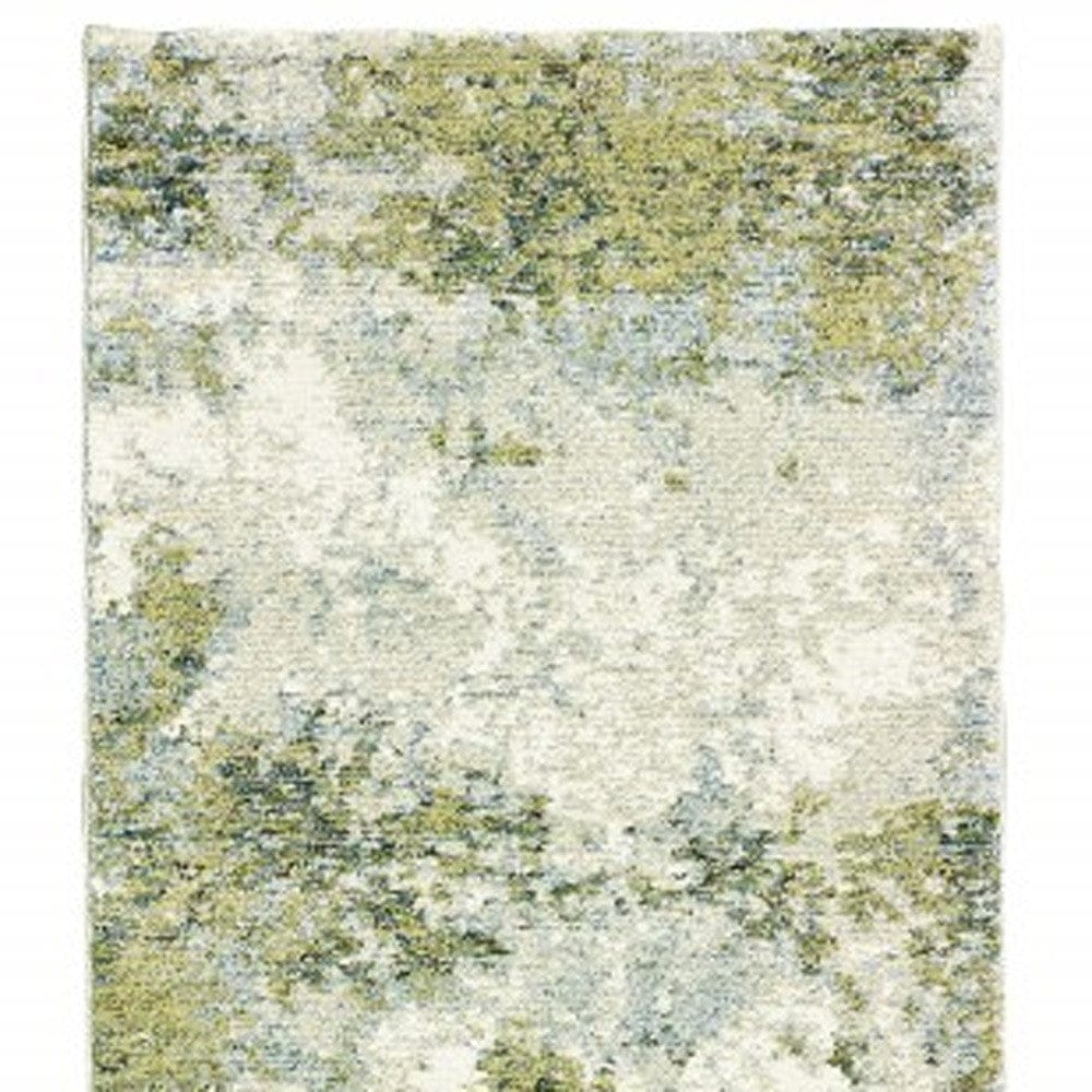 10' X 14' Blue Green Power Loom Runner Rug