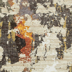 5' X 7' Beige and Black Power Loom Area Rug - Homeroots