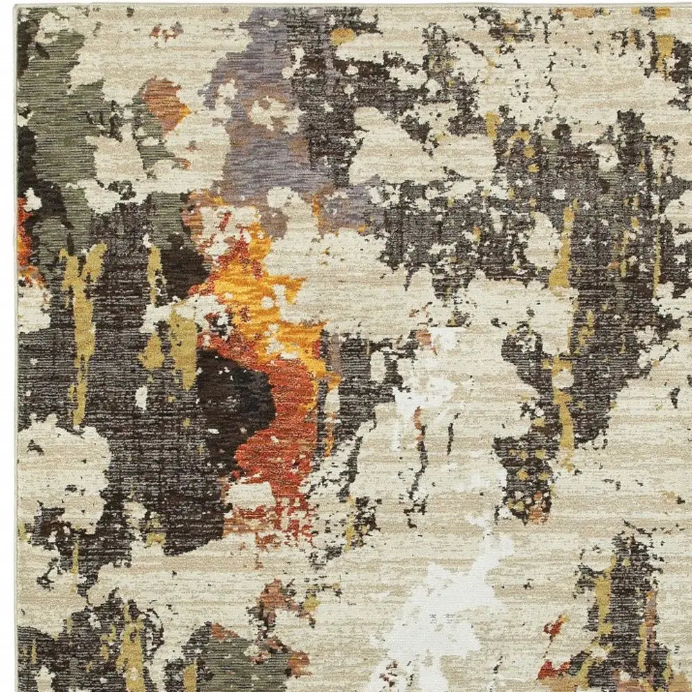 5' X 7' Beige and Black Power Loom Area Rug - Homeroots - Flyclothing LLC