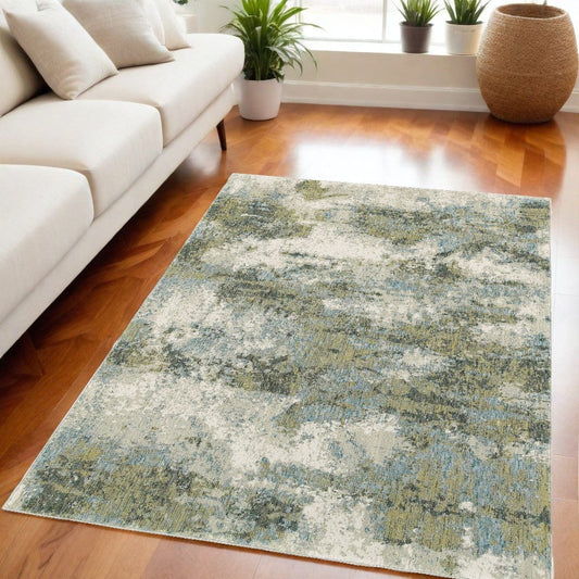 5' X 7' Blue Green Power Loom Area Rug - Homeroots
