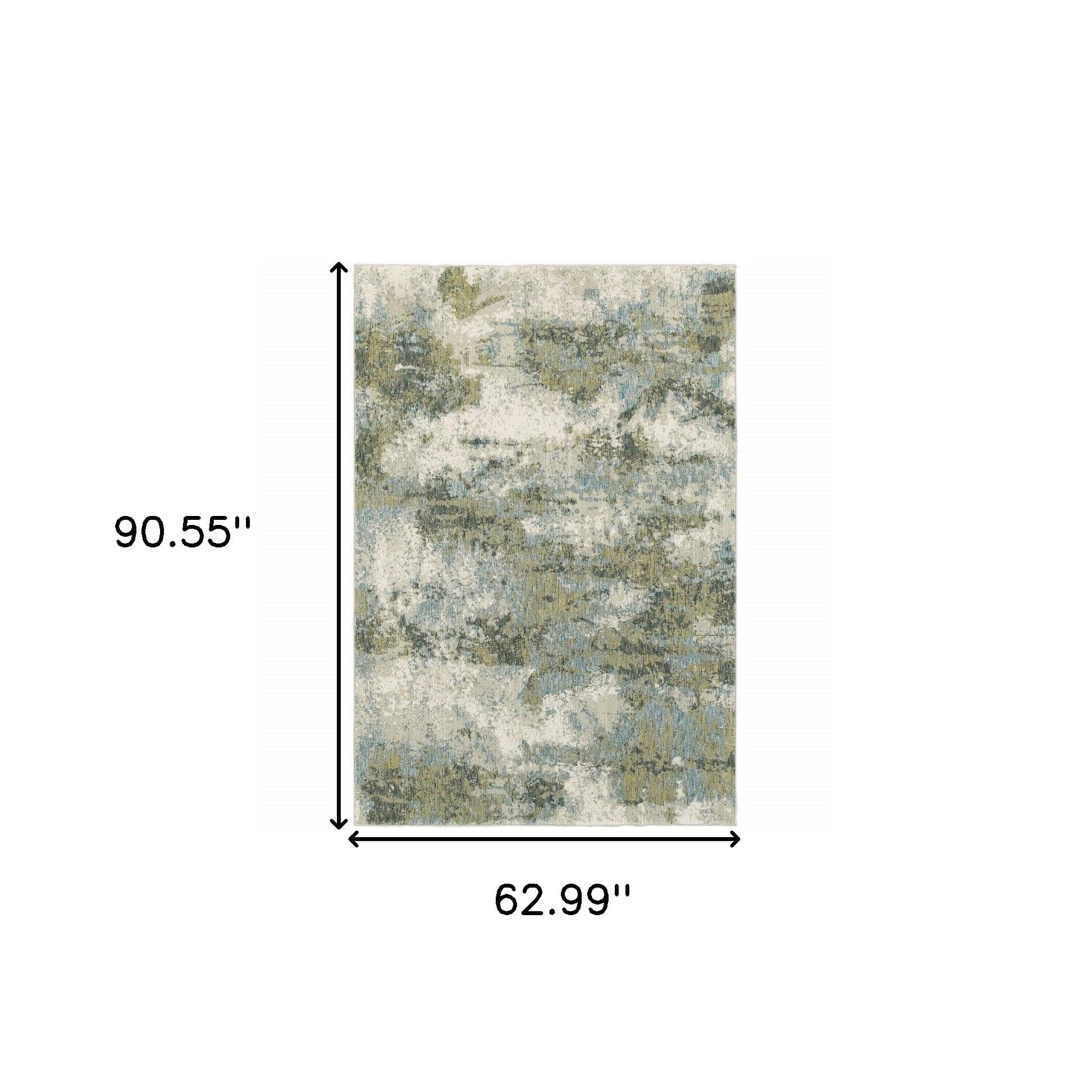 5' X 7' Blue Green Power Loom Area Rug - Homeroots
