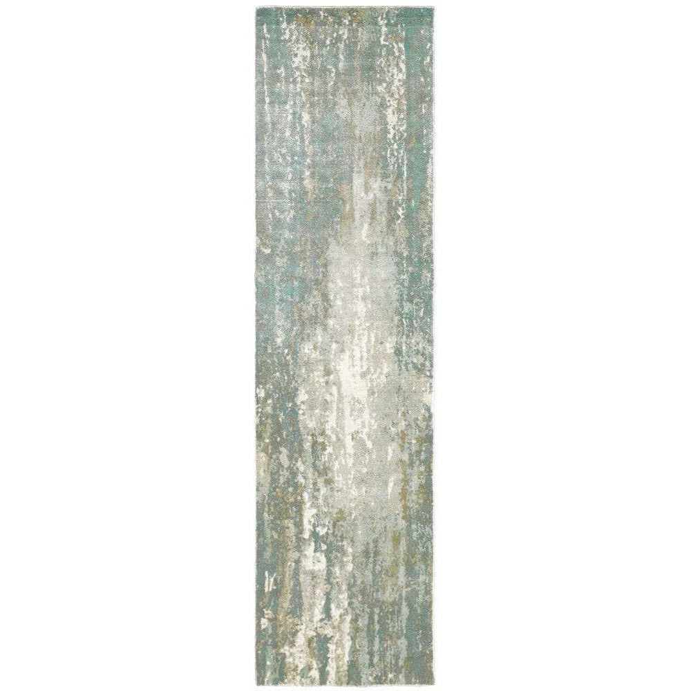 3' X 10' Blue And Gray Abstract Splash Indoor Runner Rug - Homeroots - Flyclothing LLC
