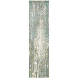 3' X 10' Blue And Gray Abstract Splash Indoor Runner Rug - Homeroots