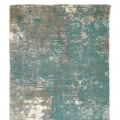 3' X 10' Blue And Gray Abstract Pattern Indoor Runner Rug