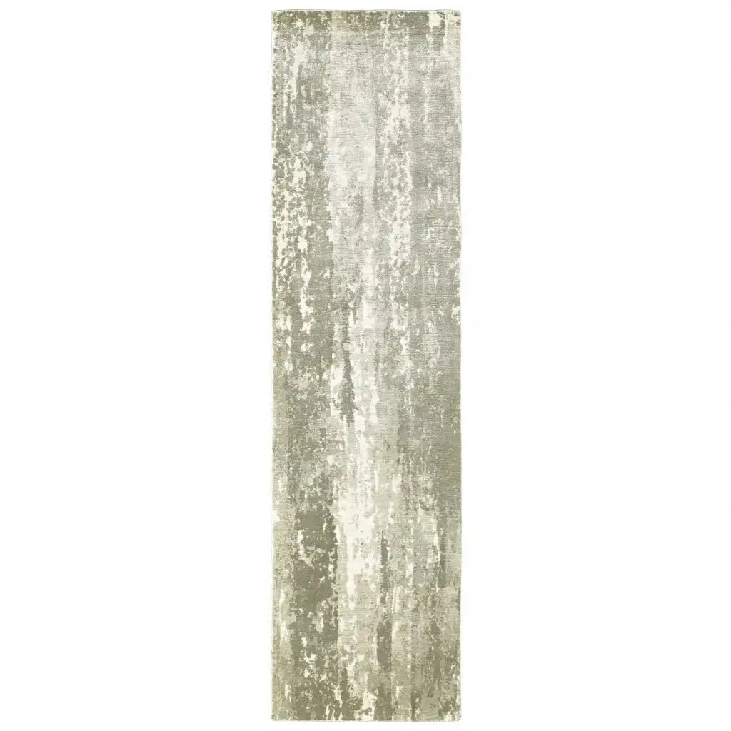3' X 10' Gray And Ivory Abstract Splash Indoor Runner Rug - Homeroots - Flyclothing LLC