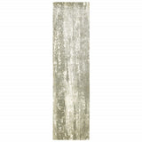 3' X 10' Gray And Ivory Abstract Splash Indoor Runner Rug - Homeroots
