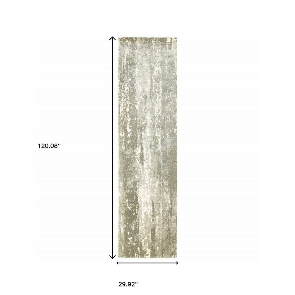 3' X 10' Gray And Ivory Abstract Splash Indoor Runner Rug - Homeroots - Flyclothing LLC
