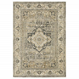 7' X 10' Beige And Gray Traditional Medallion Indoor Area Rug - Homeroots