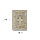 7' X 10' Beige And Gray Traditional Medallion Indoor Area Rug - Homeroots
