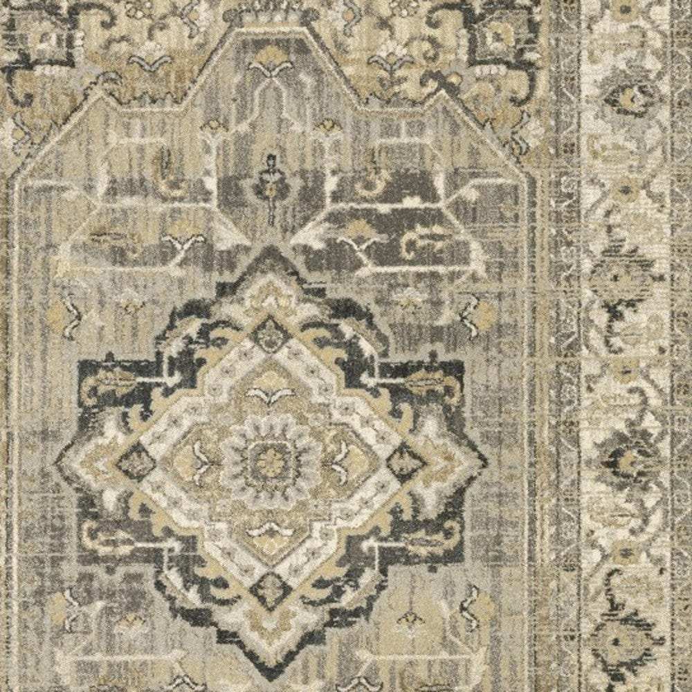 7' X 10' Beige And Gray Traditional Medallion Indoor Area Rug - Homeroots - Flyclothing LLC