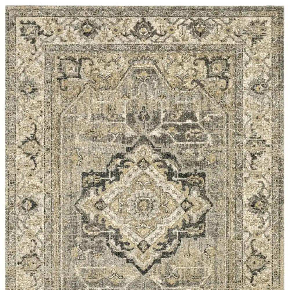 7' X 10' Beige And Gray Traditional Medallion Indoor Area Rug - Homeroots - Flyclothing LLC